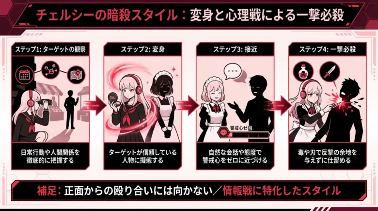 チェルシーの暗殺プロセスを一目で理解できるフロー図