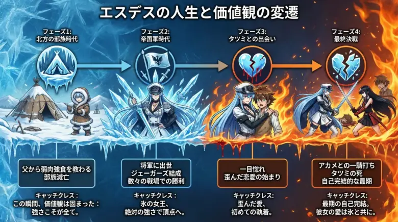 アカメが斬る「エスデスが愛される3つの要素」図解