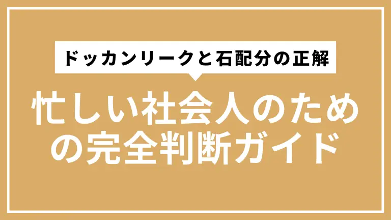 ドッカンリークと石配分の正解｜忙しい社会人のための完全判断ガイド