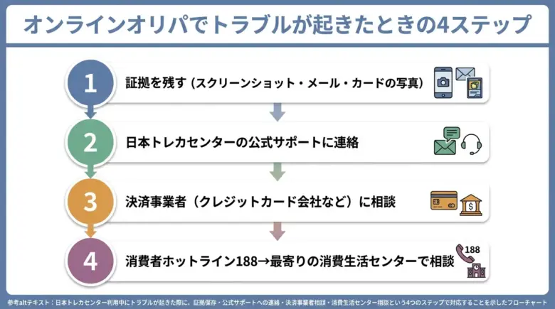 日本トレカセンター利用中のトラブル発生時の行動フロー