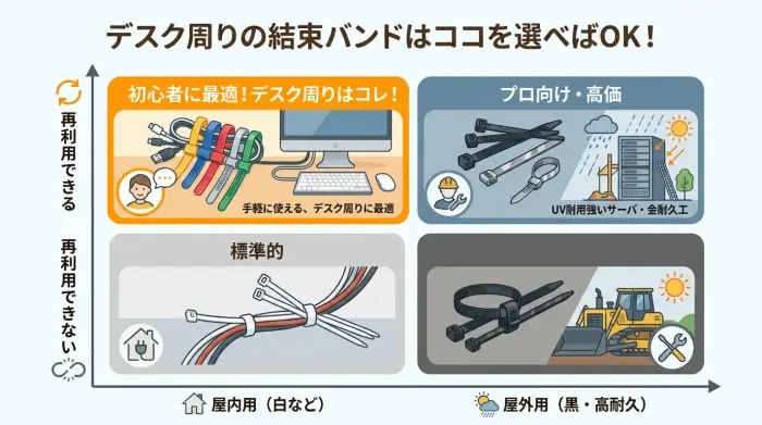 デスク周りの結束バンドはココを選べばOK！