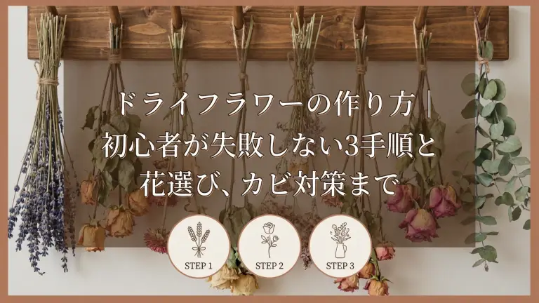 ドライフラワーの作り方｜初心者が失敗しない3手順と花選び、カビ対策まで