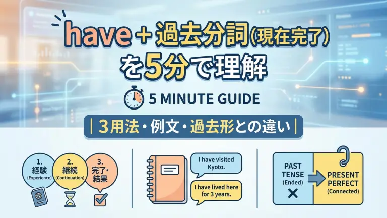 have+過去分詞（現在完了）を5分で理解｜3用法・例文・過去形との違い