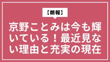 【朗報】京野ことみは今も輝いている！最近見ない理由と充実の現在