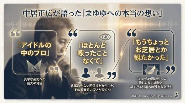 中居正広がラジオで語った渡辺麻友への評価。