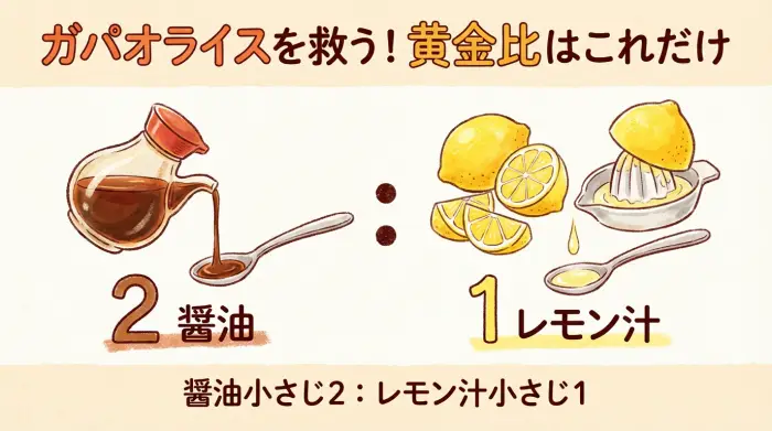 ナンプラー代用の黄金比を示すインフォグラフィック