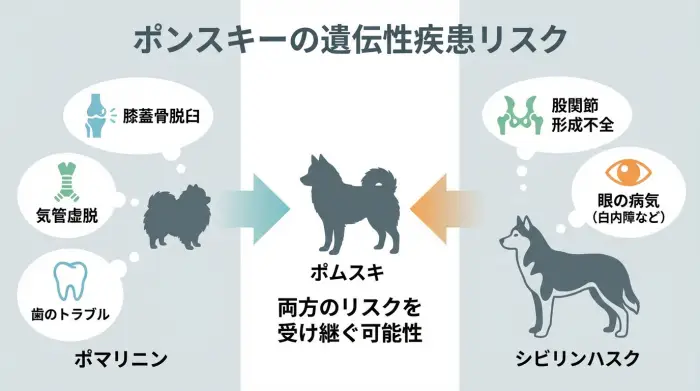 ポンスキーの遺伝性疾患リスクを示した図解