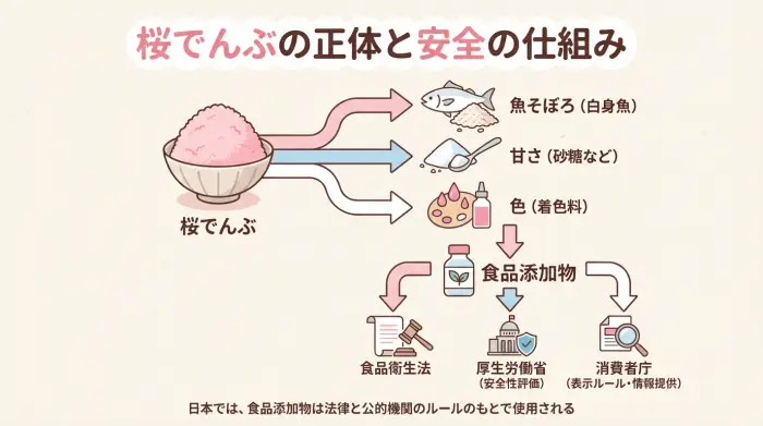 忙しさや時間の余裕に合わせて、市販と手作りの桜でんぶを選べるようにしたフローチャート図