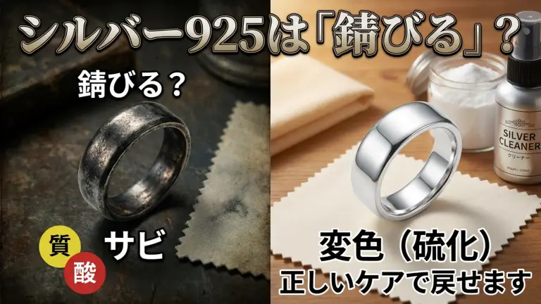 シルバー925は「錆びる」？結論：多くはサビではなく“変色（硫化）”。正しいケアで戻せます