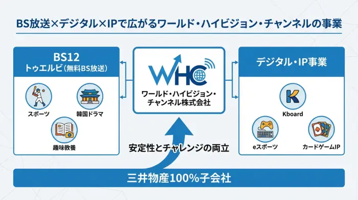 ワールド・ハイビジョン・チャンネル株式会社の事業ポートフォリオを示す図。