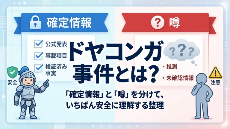 ドヤコンガ事件とは？「確定情報」と「噂」を分けて、いちばん安全に理解する整理