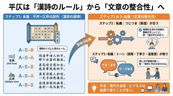 平仄の本来の意味と現代の意味を図で整理した解説