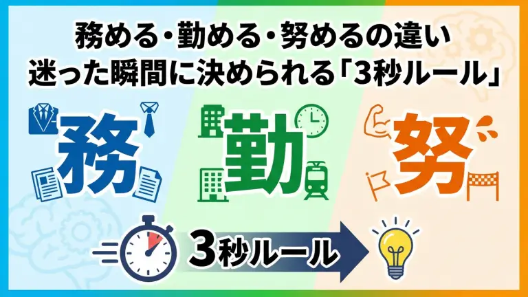 務める・勤める・努めるの違い｜迷った瞬間に決められる「3秒ルール」