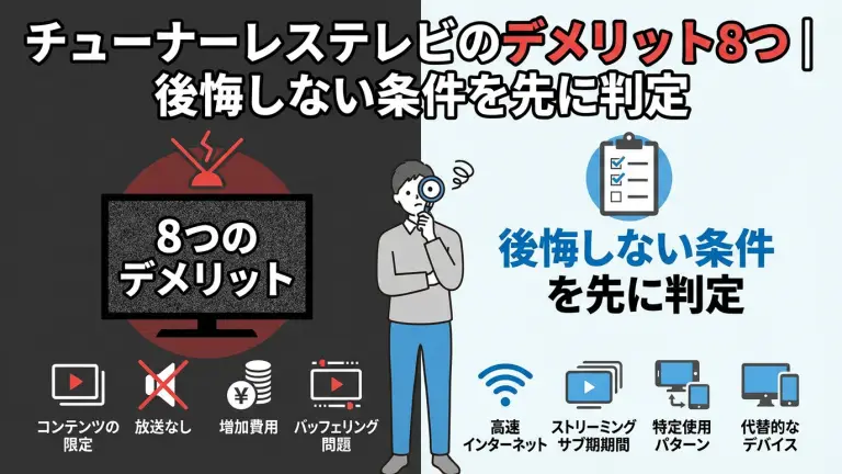 チューナーレステレビのデメリット8つ｜後悔しない条件を先に判定