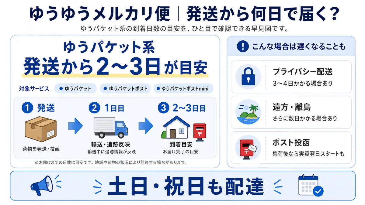 ゆうゆう メルカリ 便 日数