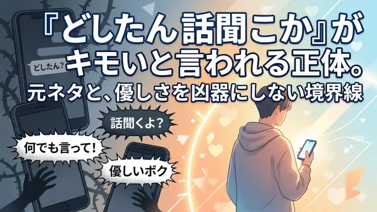 「どしたん話聞こか」がキモいと言われる正体。元ネタと、優しさを凶器にしない境界線