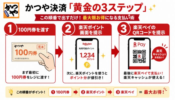 かつや決済「黄金の3ステップ」の視覚化