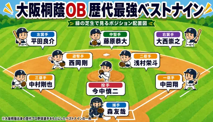 森、中田、浅村、中村などが並ぶ大阪桐蔭OB歴代最強ベストナインのポジション配置図