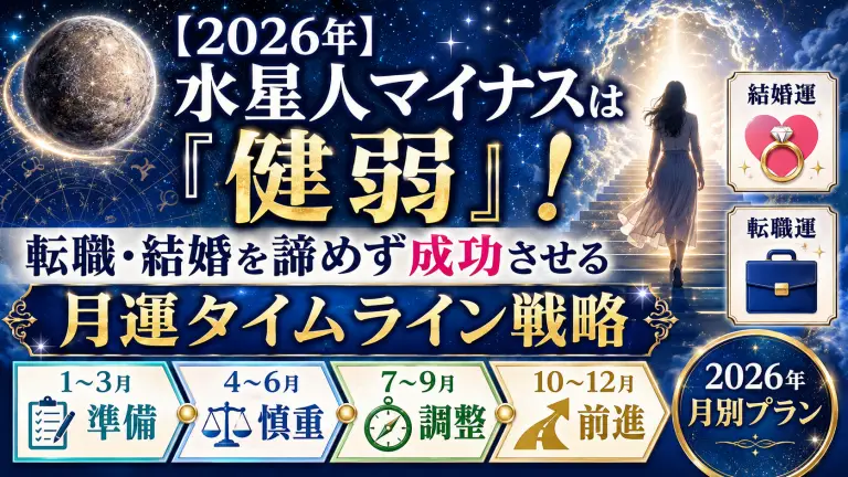 【2026年】水星人マイナスは「健弱」！転職・結婚を諦めず成功させる月運タイムライン戦略