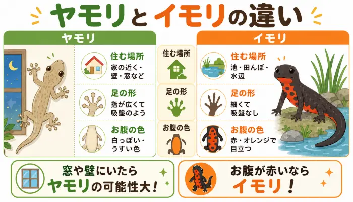 ヤモリとイモリの決定的な3つの違い