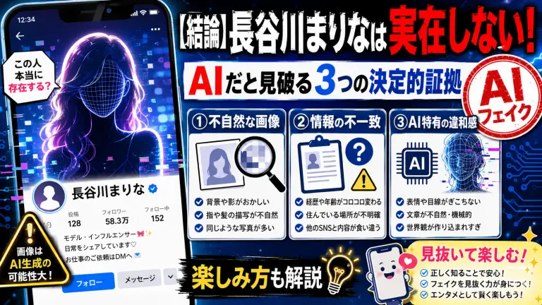 【結論】長谷川まりなは実在しない！AIだと見破る3つの決定的証拠と楽しみ方