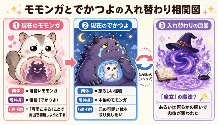 モモンガとでかつよの入れ替わり相関図