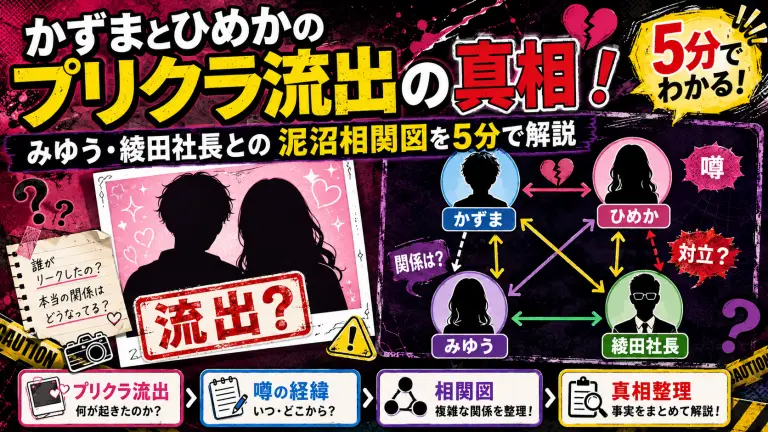 かずまとひめかのプリクラ流出の真相！みゆう・綾田社長との泥沼相関図を5分で解説