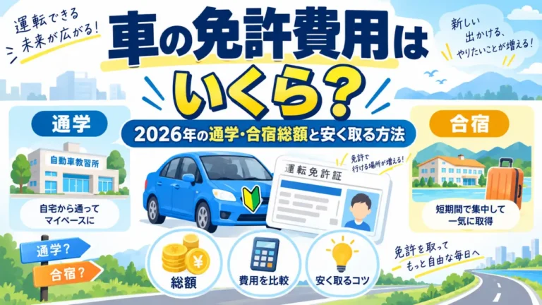 車の免許費用はいくら？2026年の通学・合宿総額と安く取る方法