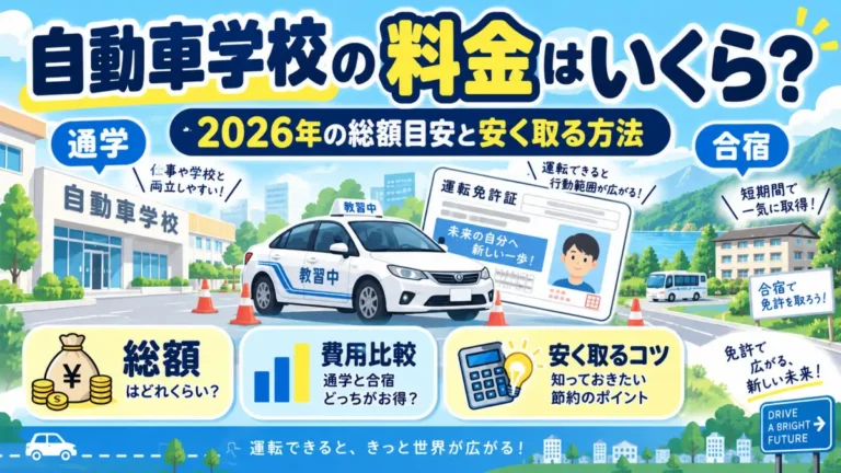 自動車学校の料金はいくら？2026年の総額目安と安く取る方法