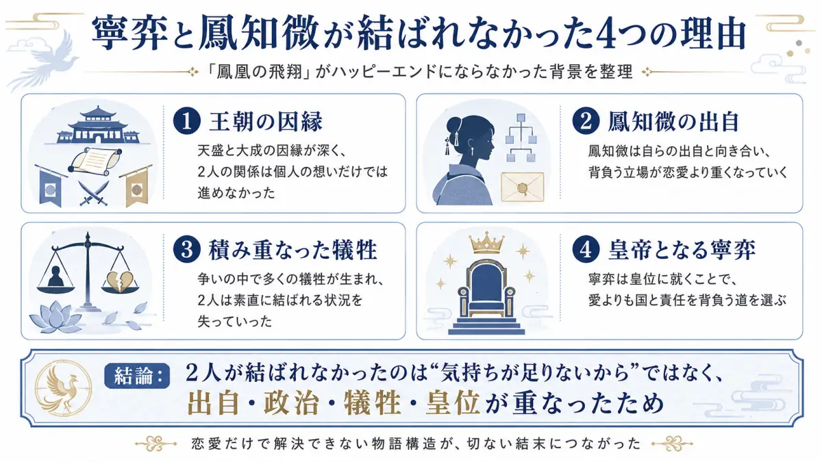 寧弈と鳳知微が結ばれなかった4つの理由 内容:王朝の因縁/鳳知微の出自/積み重なった犠牲/皇帝となる寧弈